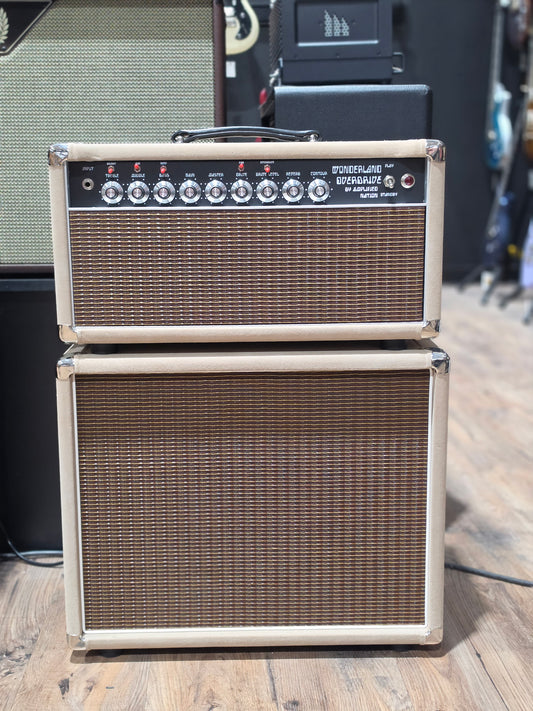 USED Amplified Nation Wonderland Overdrive V2 Tube Amp Head and 1x12 Cabinet Ivory Suede