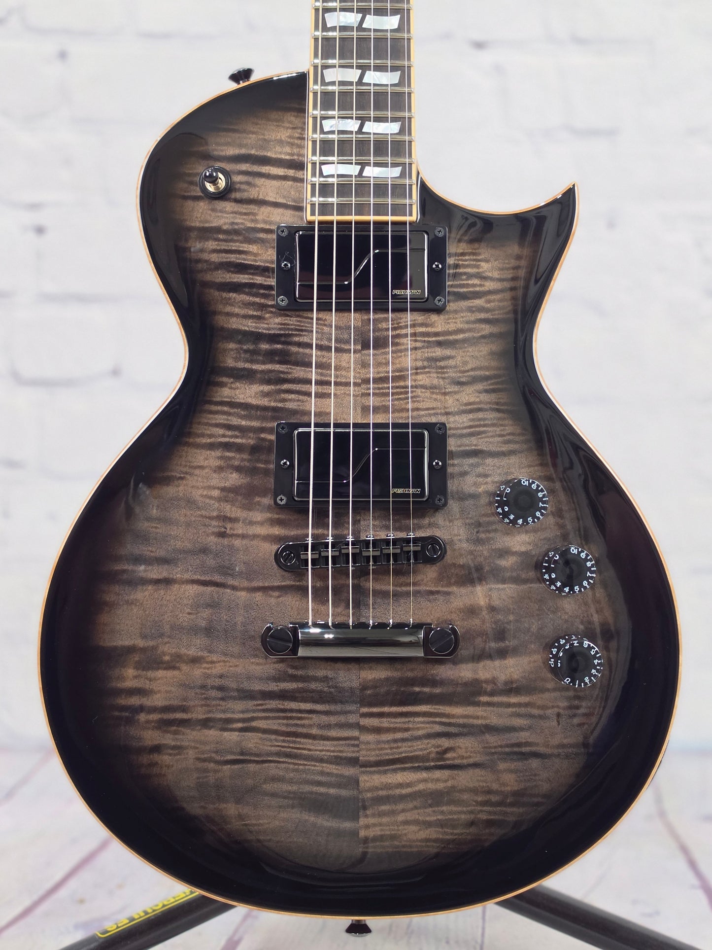 ESP USA Custom Shop Eclipse USA FM 6 String Electric Guitar See-Through Black Sunburst