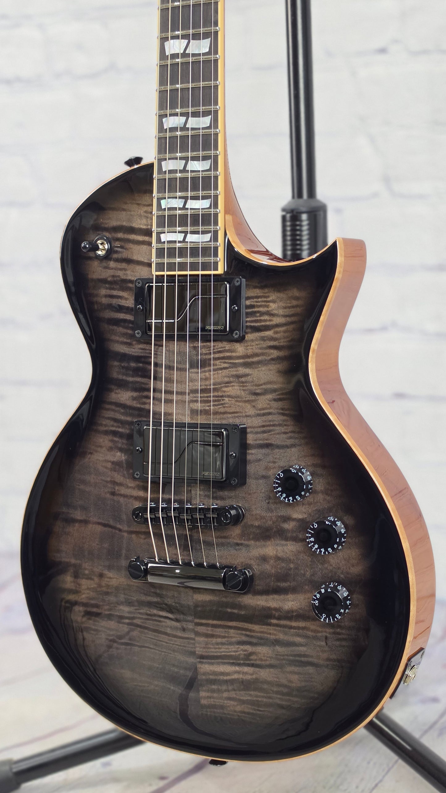 ESP USA Custom Shop Eclipse USA FM 6 String Electric Guitar See-Through Black Sunburst