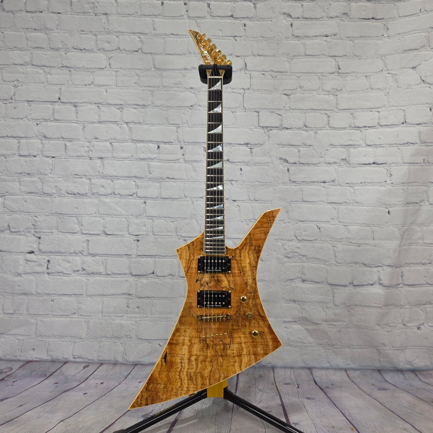 USED Jackson USA Custom Shop Kelly String-Thru 6 String Electric Guitar Natural Spalted Flame Maple