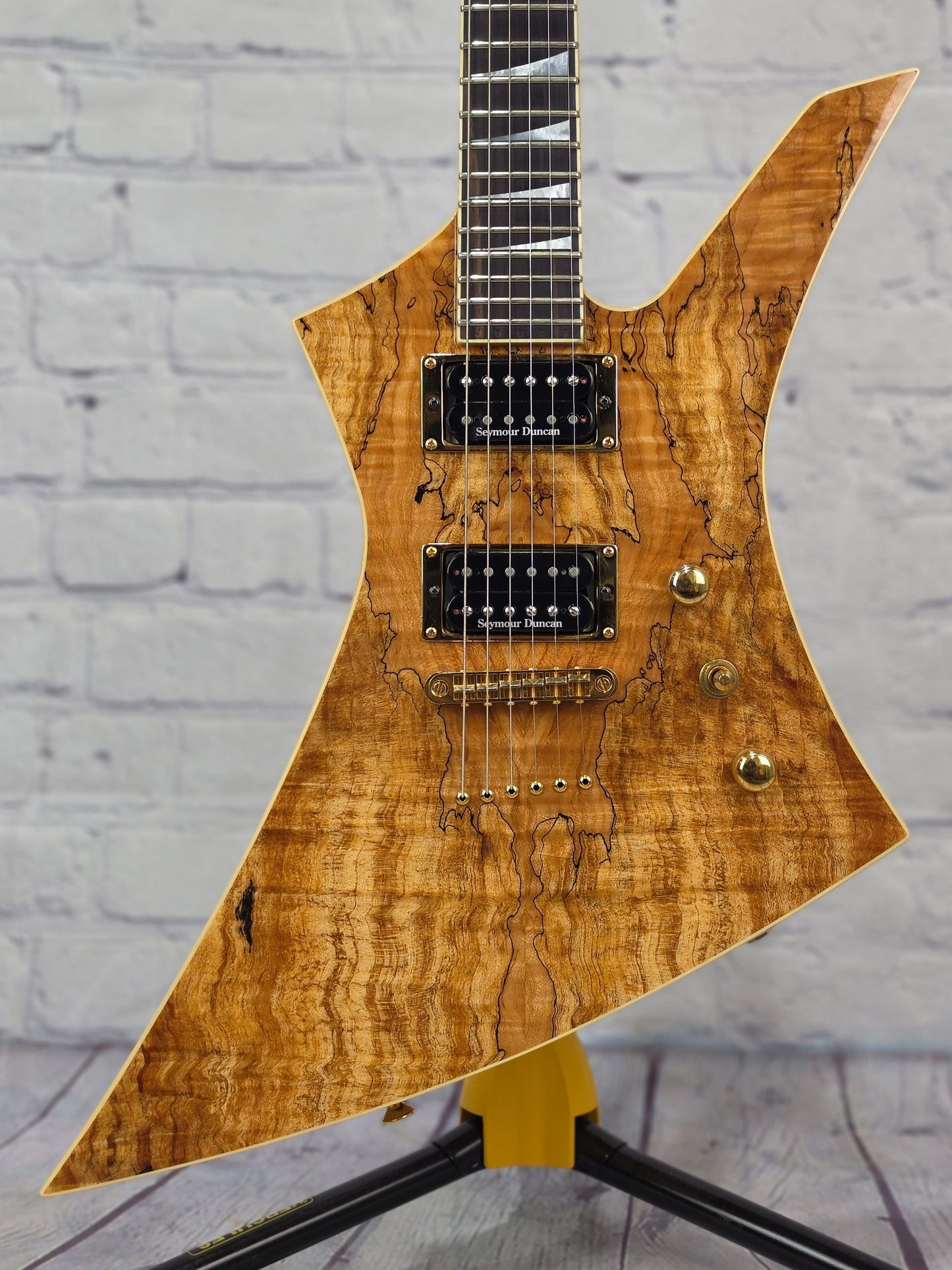 USED Jackson USA Custom Shop Kelly String-Thru 6 String Electric Guitar Natural Spalted Flame Maple