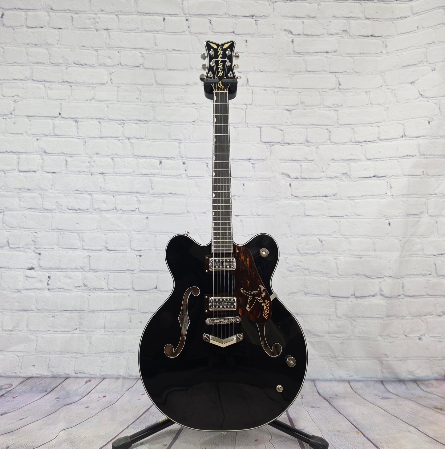 USED Gretsch G6136 Falcon Center Block Richard Fortus Signature 6 String Electric Guitar Gloss Black