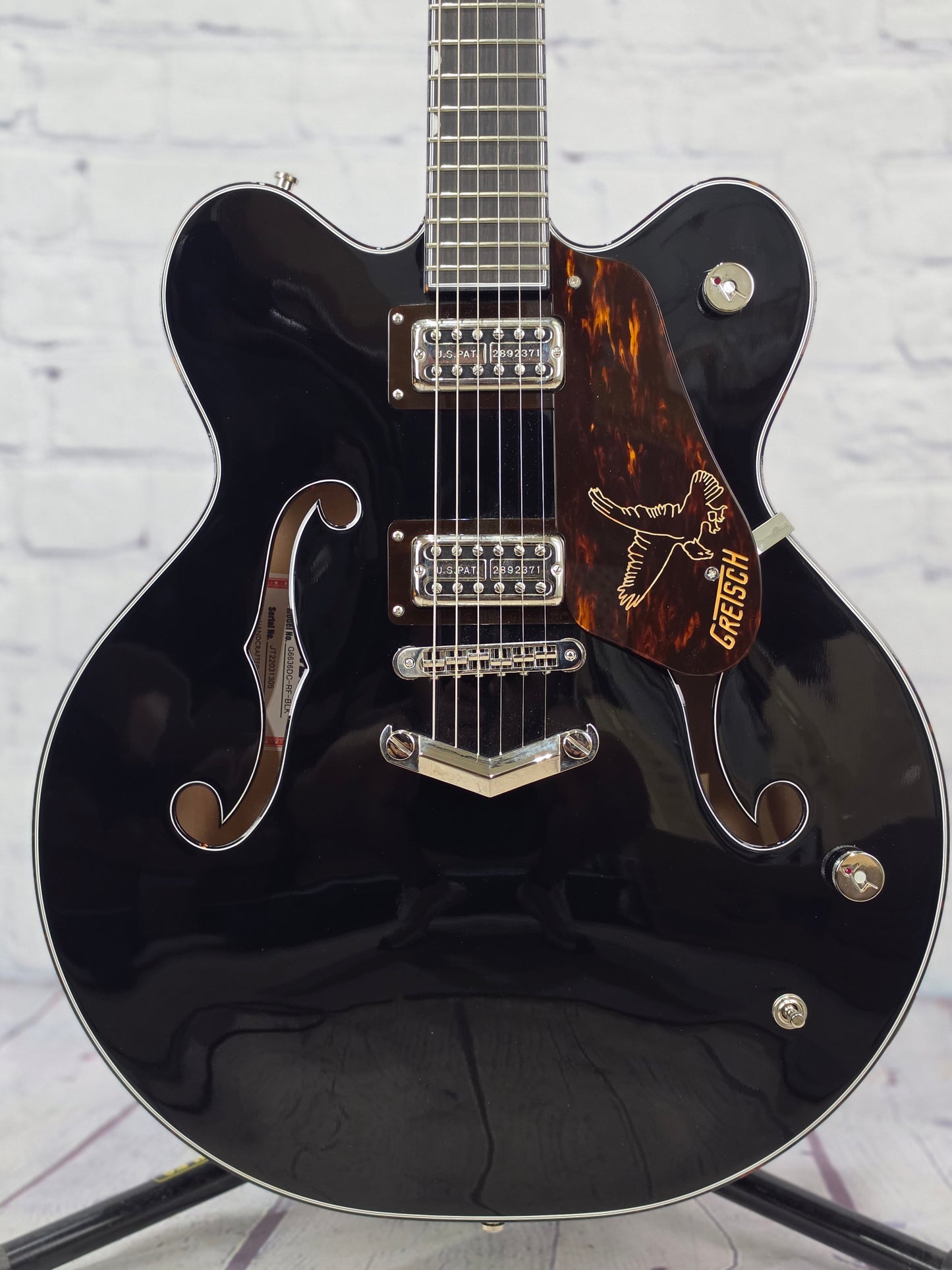 USED Gretsch G6136 Falcon Center Block Richard Fortus Signature 6 String Electric Guitar Gloss Black