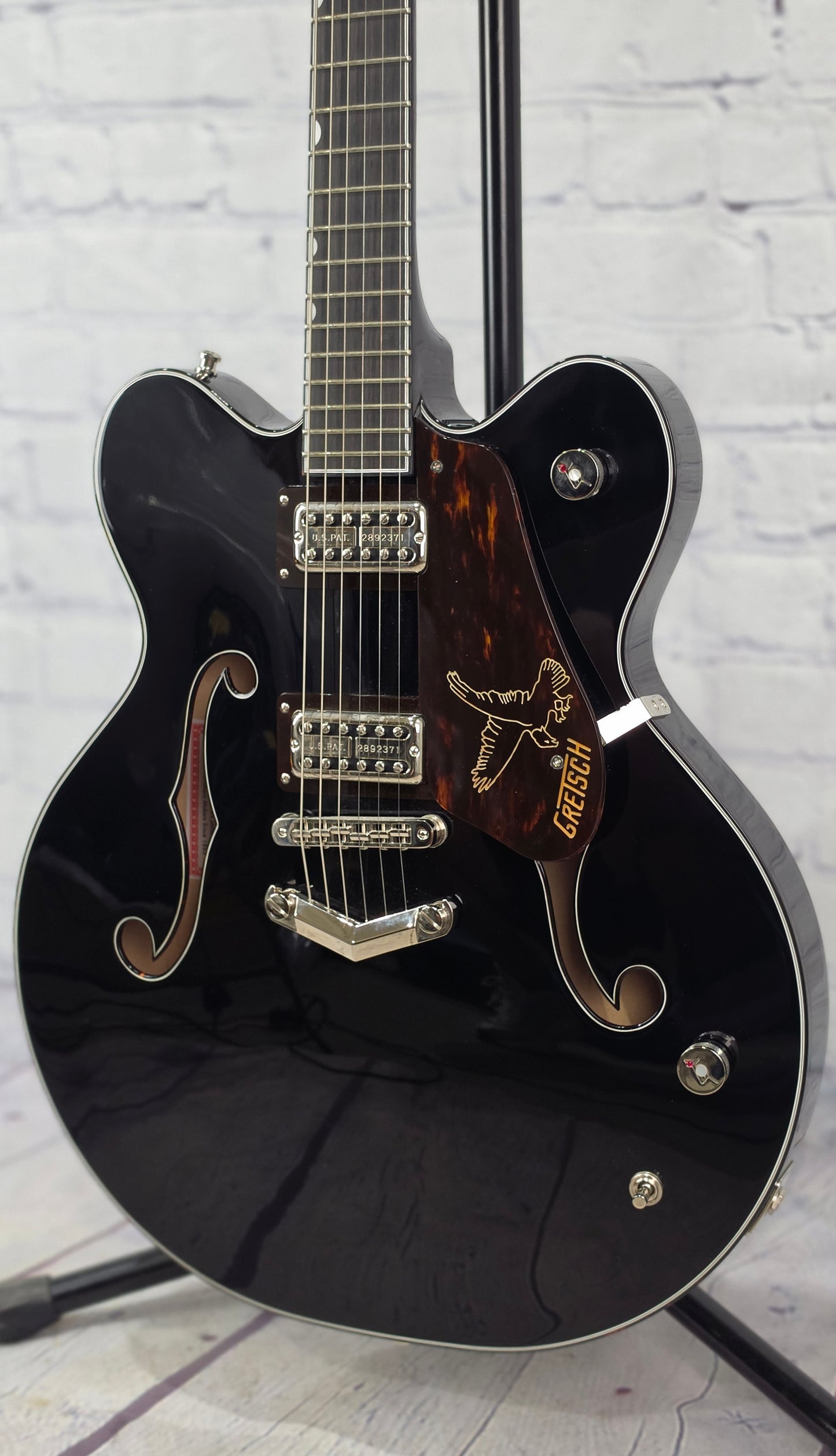 USED Gretsch G6136 Falcon Center Block Richard Fortus Signature 6 String Electric Guitar Gloss Black