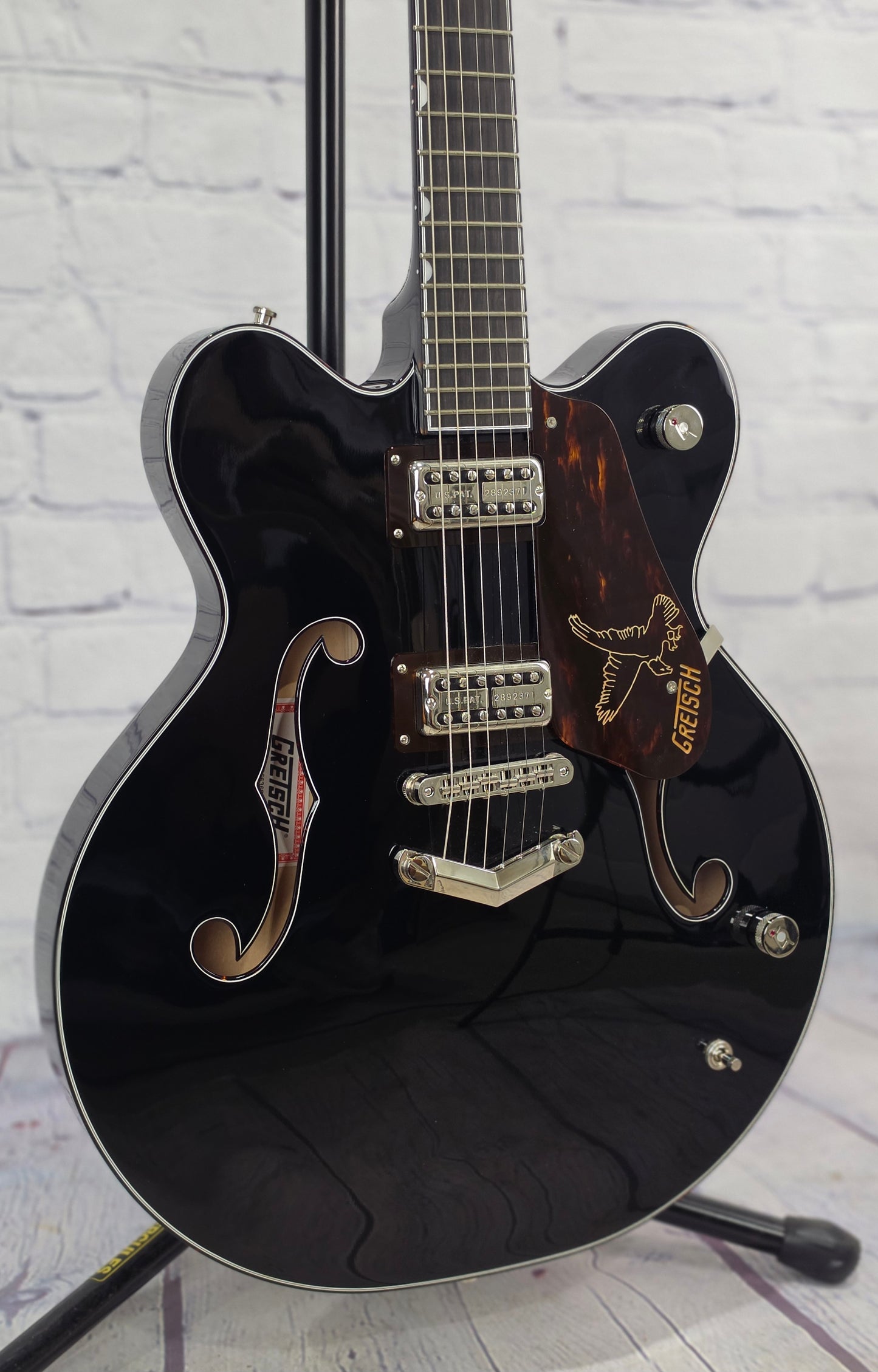 USED Gretsch G6136 Falcon Center Block Richard Fortus Signature 6 String Electric Guitar Gloss Black