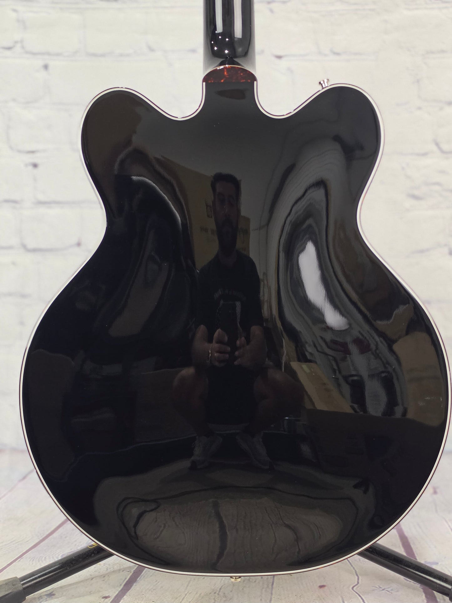 USED Gretsch G6136 Falcon Center Block Richard Fortus Signature 6 String Electric Guitar Gloss Black