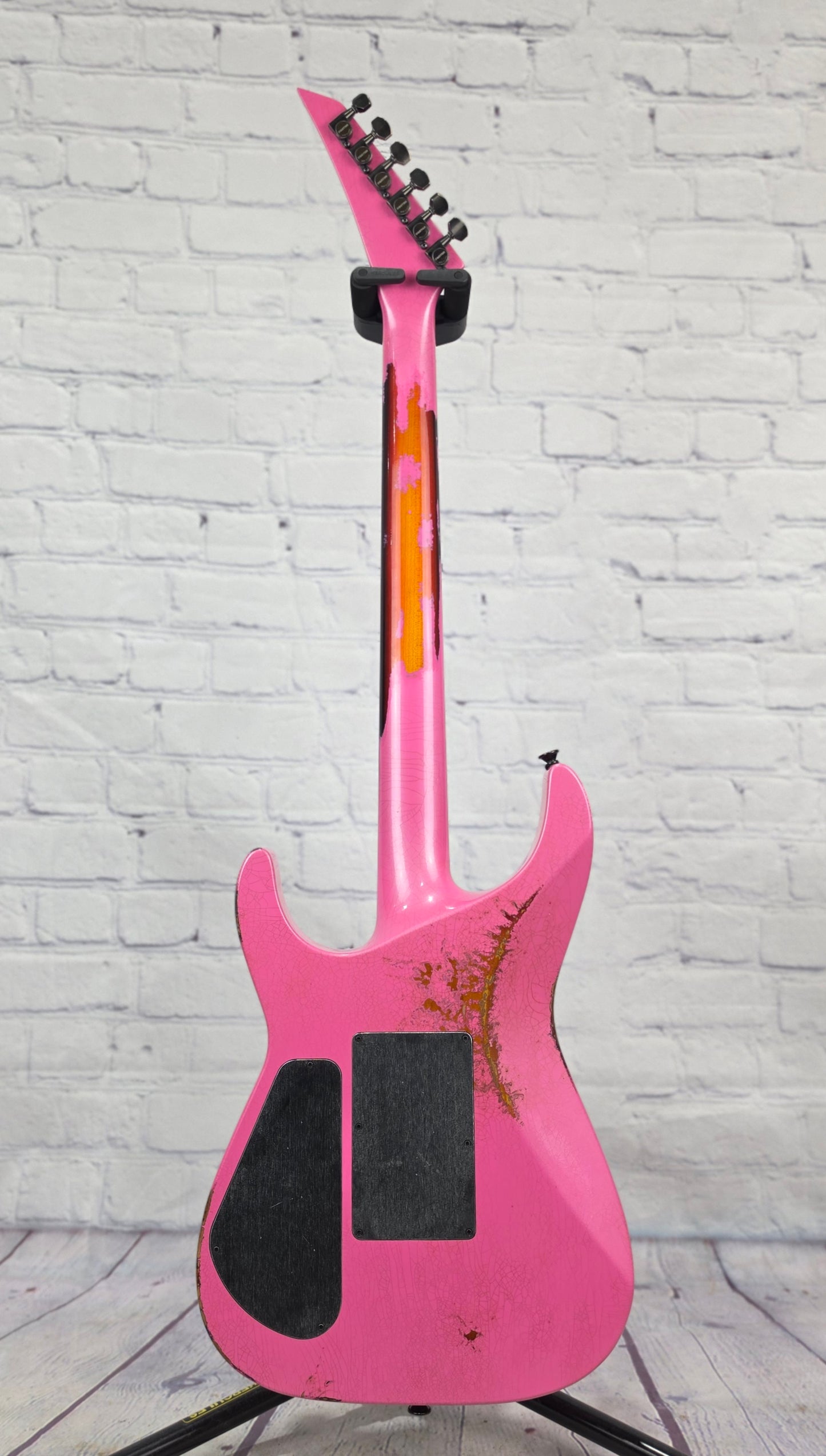 Jackson Guitars USA Custom Shop Soloist SL2 HH FR 6 String Electric Guitar Platinum Pink Over 3 Tone Sunburst Heavy Tour Relic