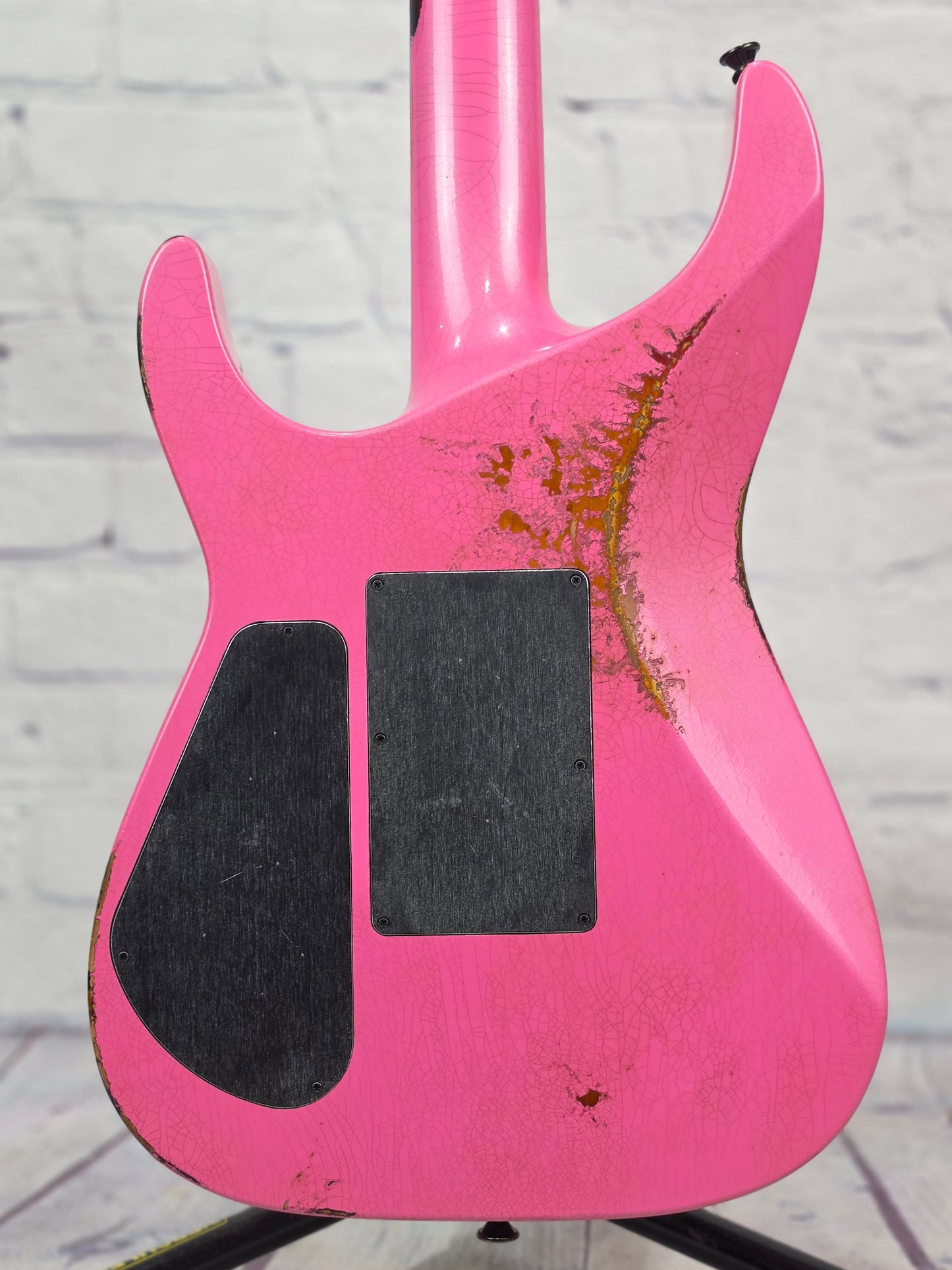 Jackson Guitars USA Custom Shop Soloist SL2 HH FR 6 String Electric Guitar Platinum Pink Over 3 Tone Sunburst Heavy Tour Relic