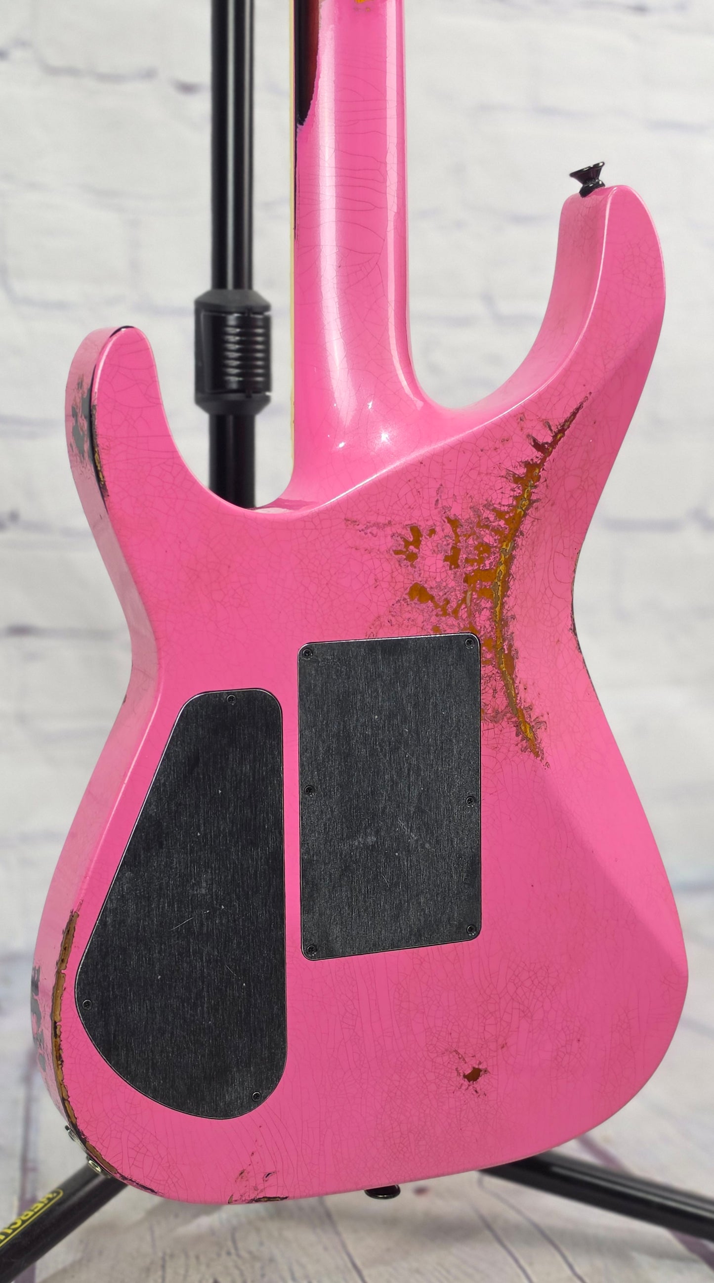 Jackson Guitars USA Custom Shop Soloist SL2 HH FR 6 String Electric Guitar Platinum Pink Over 3 Tone Sunburst Heavy Tour Relic