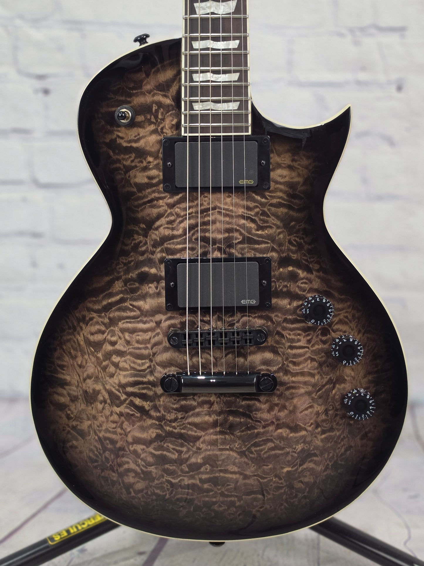 ESP LTD EC-400QM 6 String Electric Guitar See-Thru Black Sunburst