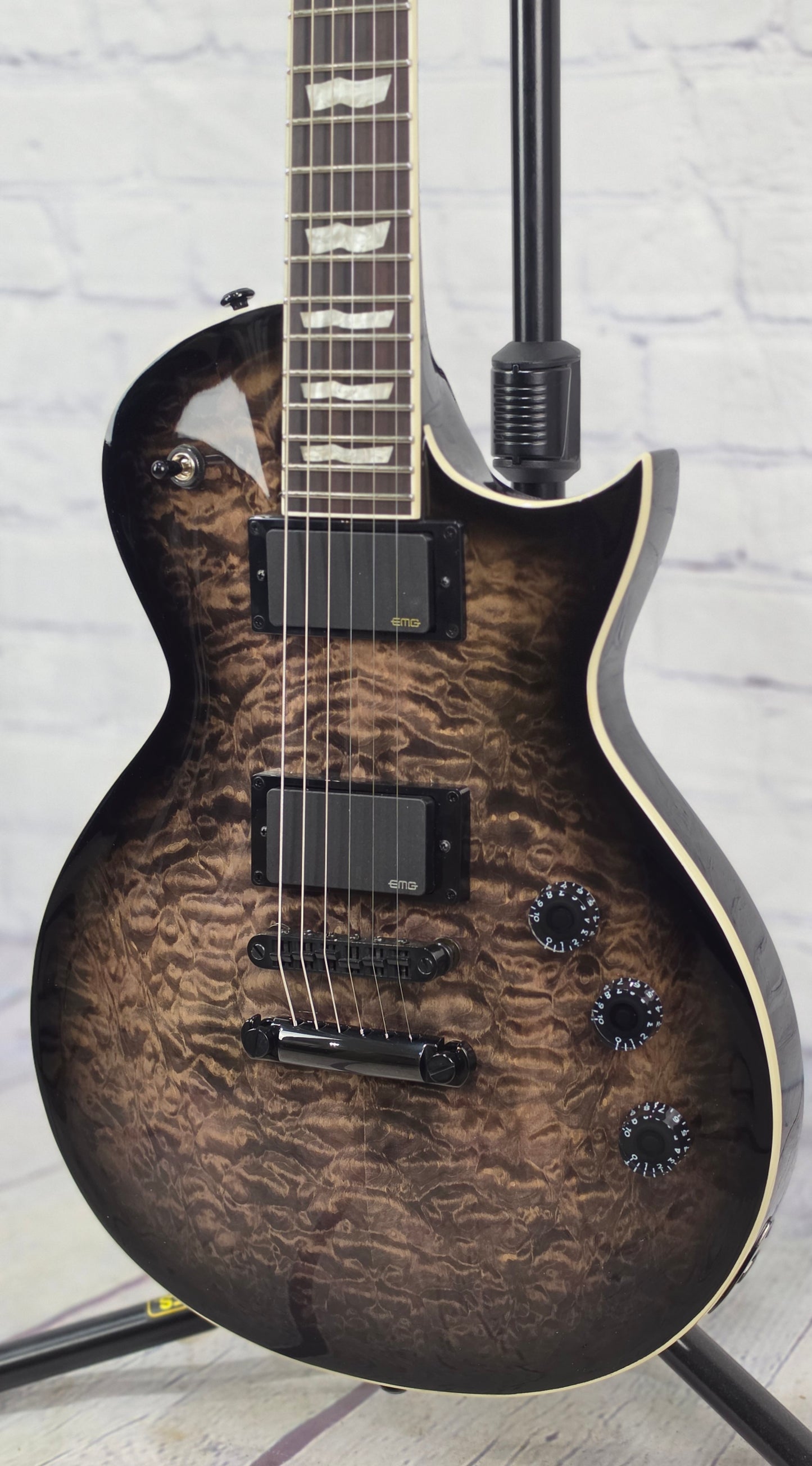 ESP LTD EC-400QM 6 String Electric Guitar See-Thru Black Sunburst