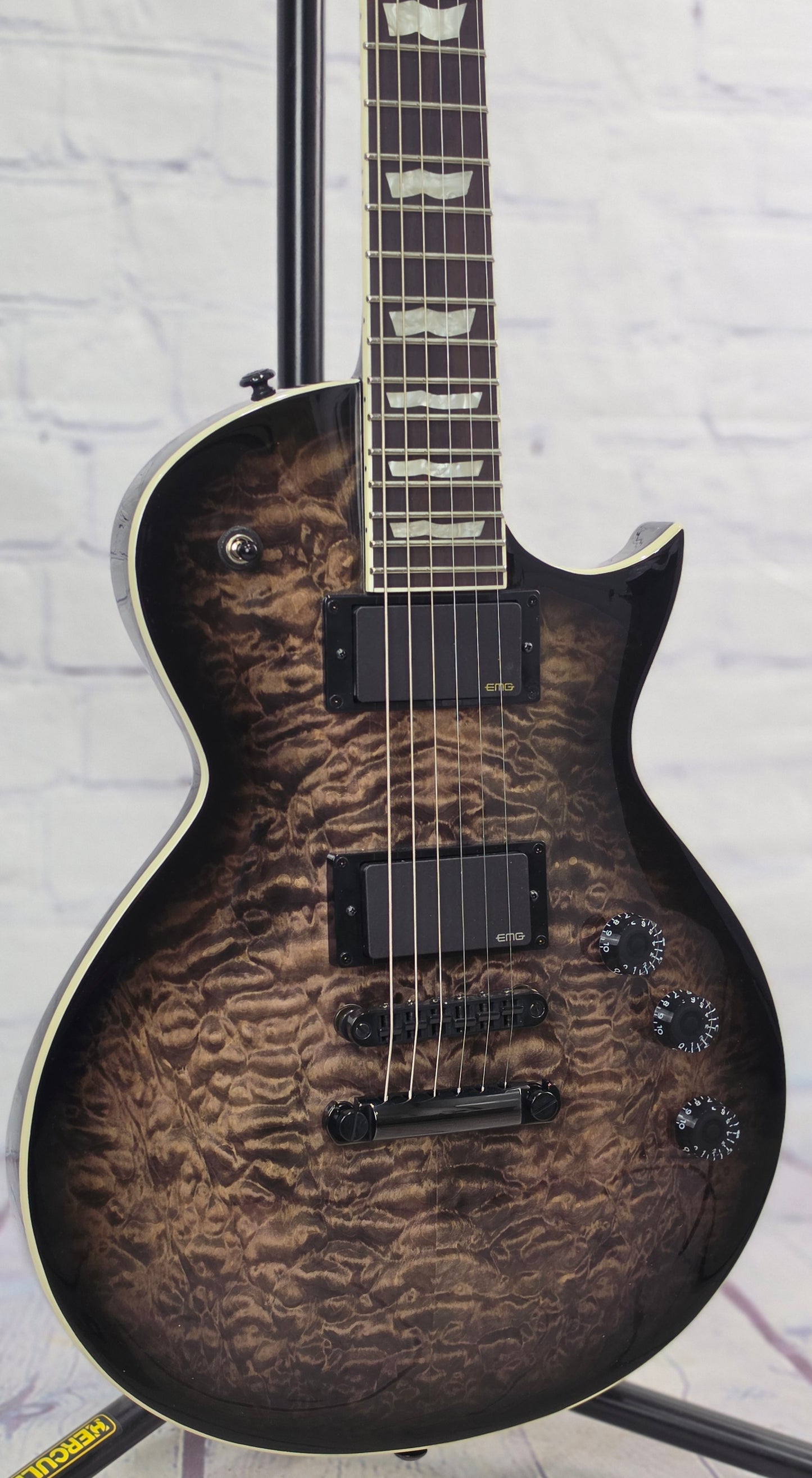 ESP LTD EC-400QM 6 String Electric Guitar See-Thru Black Sunburst