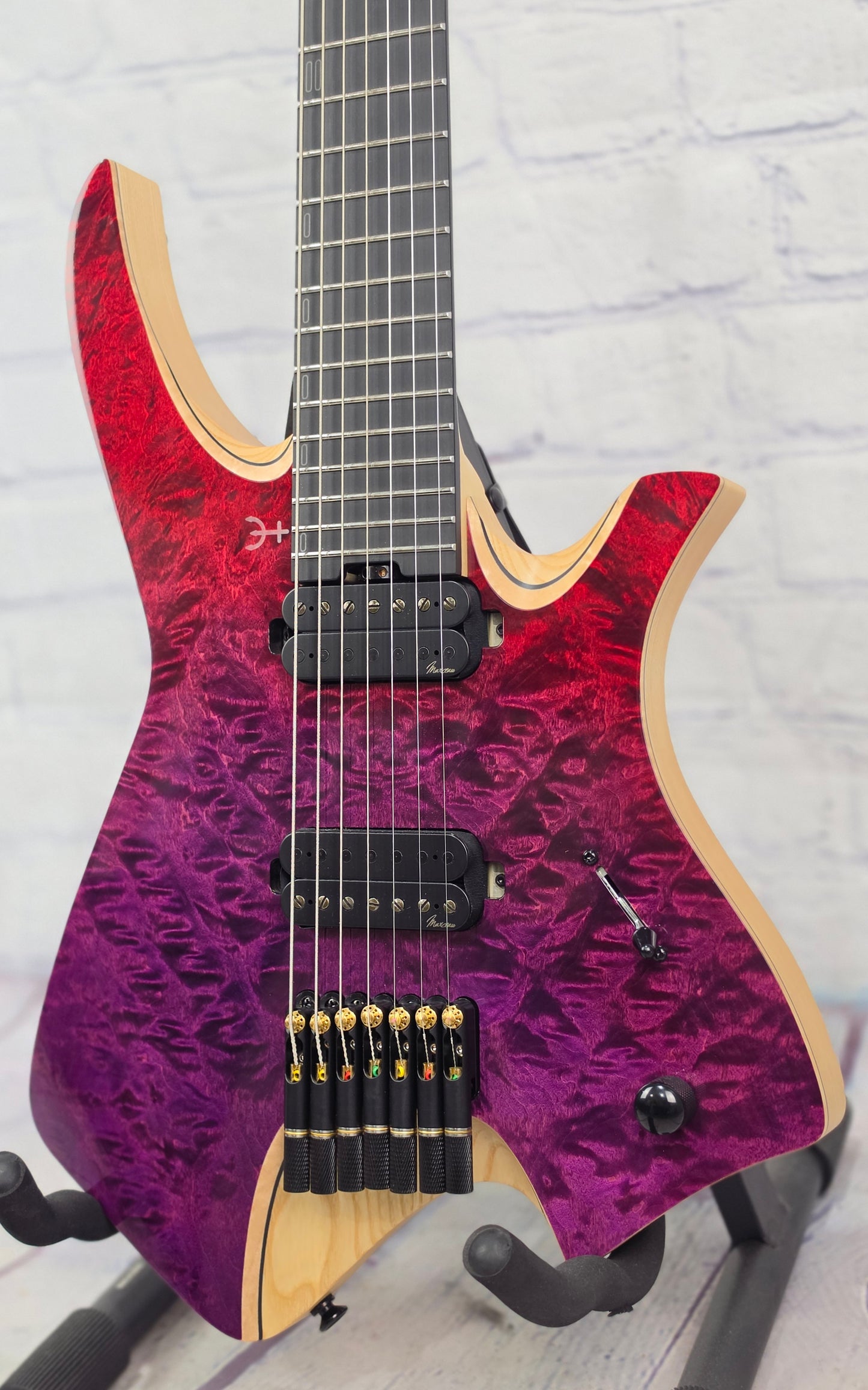 Infinia Guitars Neptune Headless 26.5" 7 String Electric Guitar Ionized Neon