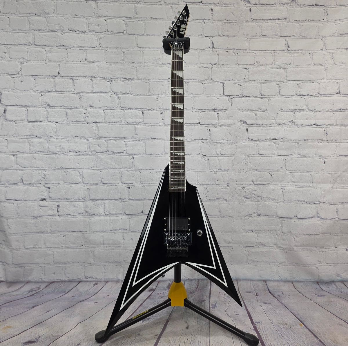 ESP LTD Alexi Laiho Sawtooth SE 20th Anniversary 6 String Electric Guitar Black w/White Pinstripe