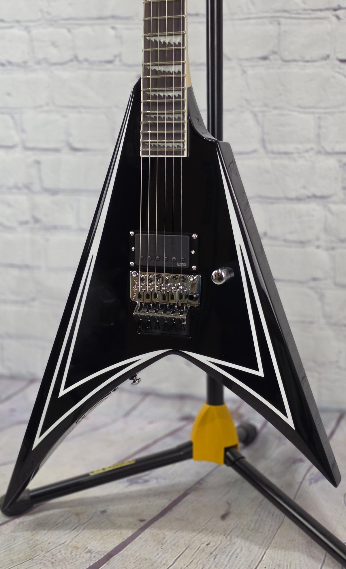 ESP LTD Alexi Laiho Sawtooth SE 20th Anniversary 6 String Electric Guitar Black w/White Pinstripe