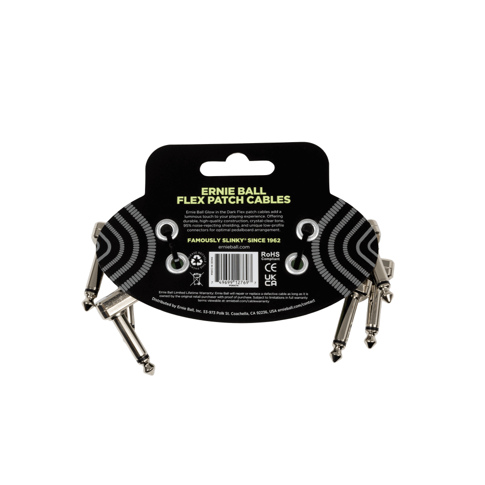 Ernie Ball Glow-in-the-Dark Flex patch cables - 3 PACK (P06474)