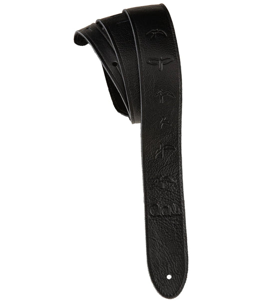 Paul Reed Smith 2” PRS Leather Strap, Embossed Birds, Black