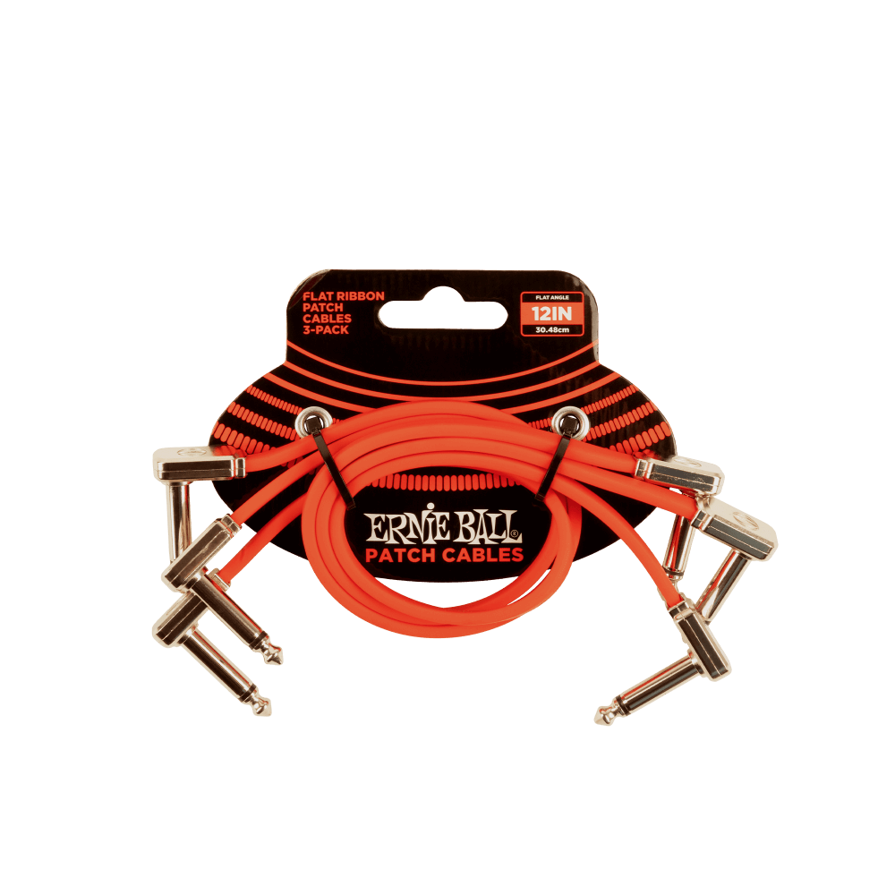 Ernie Ball Flat Ribbon Patch Cable 3-Pack - RED - 12” (P06403)
