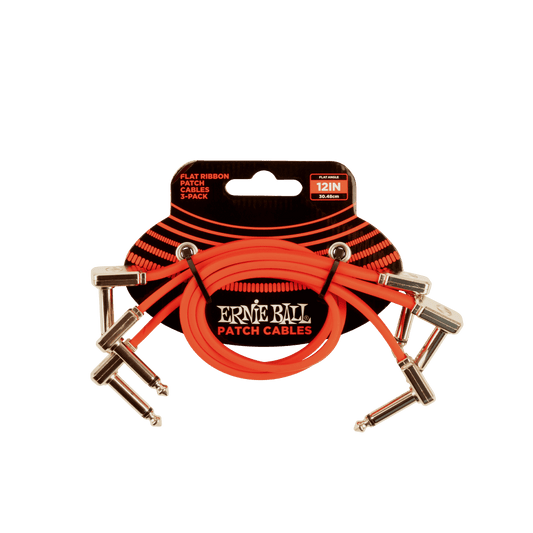 Ernie Ball Flat Ribbon Patch Cable 3-Pack - RED - 12” (P06403)