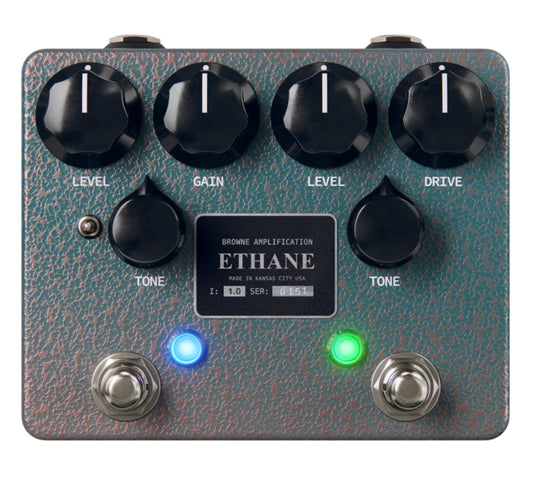Browne Amplification Ethane Dual Overdrive Pedal Aqua/Copper Viens
