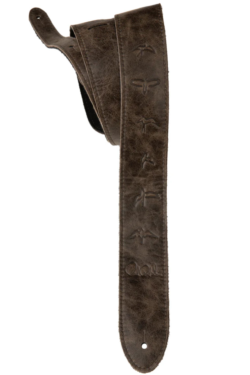 Paul Reed Smith PRS 2” Leather Strap, Embossed Birds, Worn Black