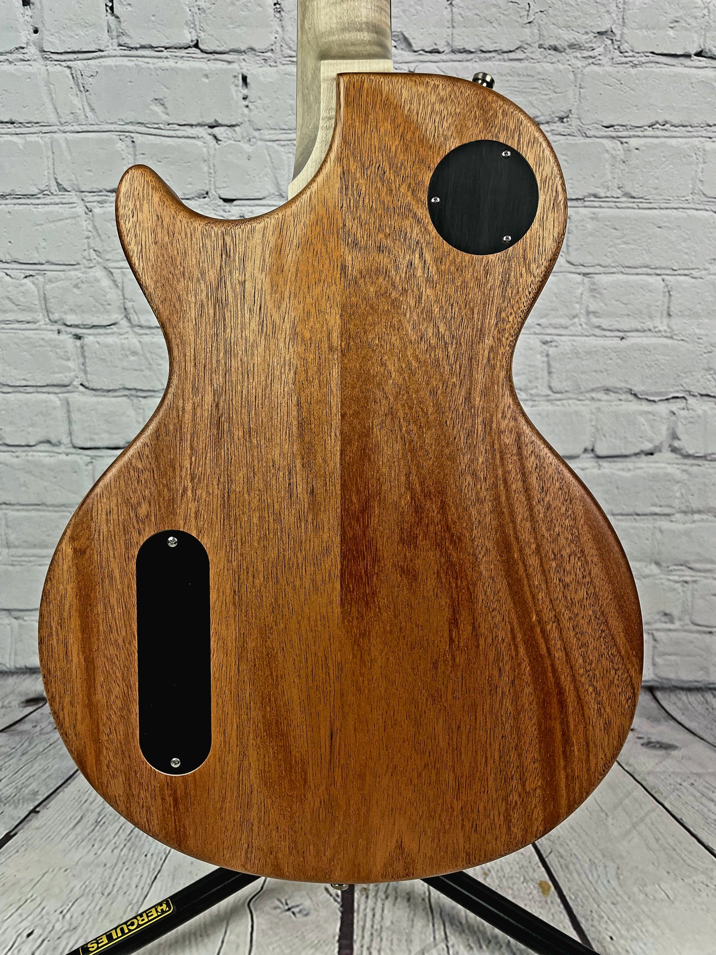 Nik Huber Krautster II Single Cut Electric Guitar Worn Petrol Blue Natural Back