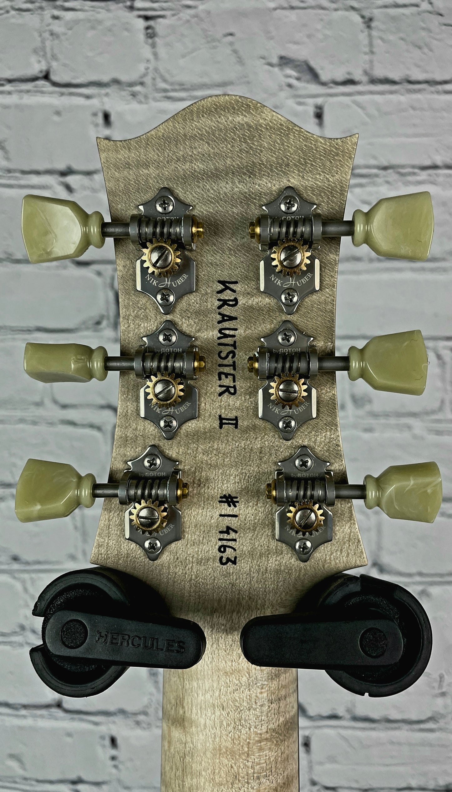 Nik Huber Krautster II Single Cut Electric Guitar Worn Petrol Blue Natural Back