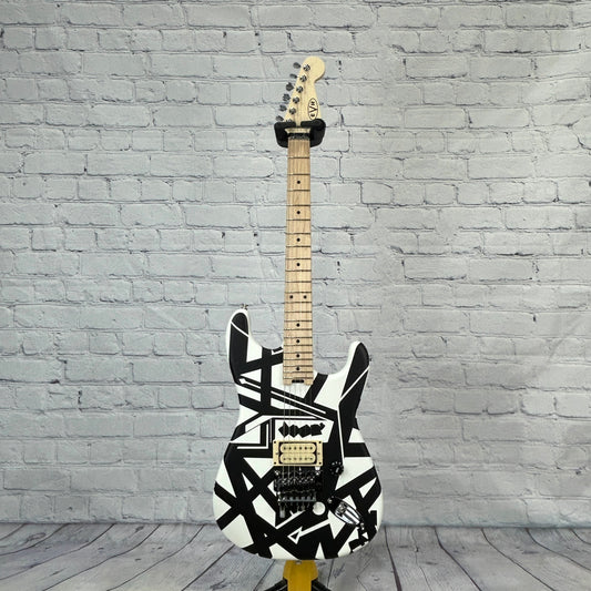 EVH Guitars Striped Series Shapes 6 String Electric Guitar Black/White Shapes Pattern