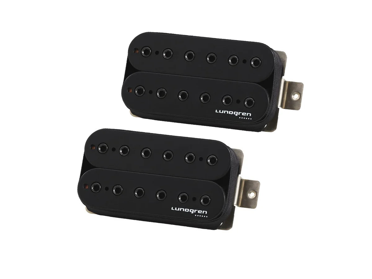 Lundgren Pickups M6 Black Bobbin 6 String Pickup Set Black Poles