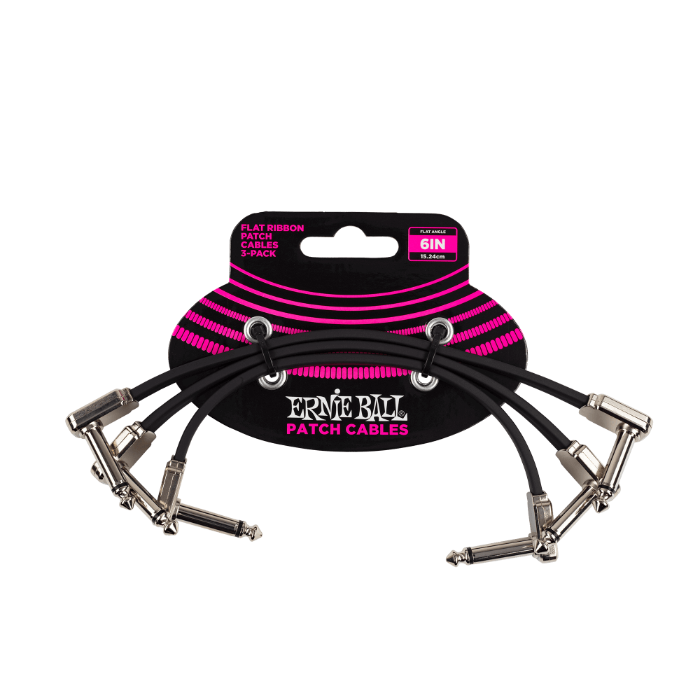 Ernie Ball Flat Ribbon Patch Cable 3-Pack - 6"
