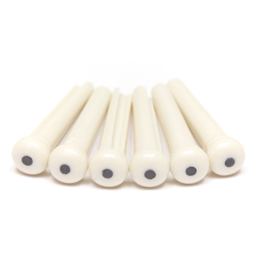 Graph Tech Tusq Traditional Style Bridge Pins White w/Black Dot Inlay PP-1122-00