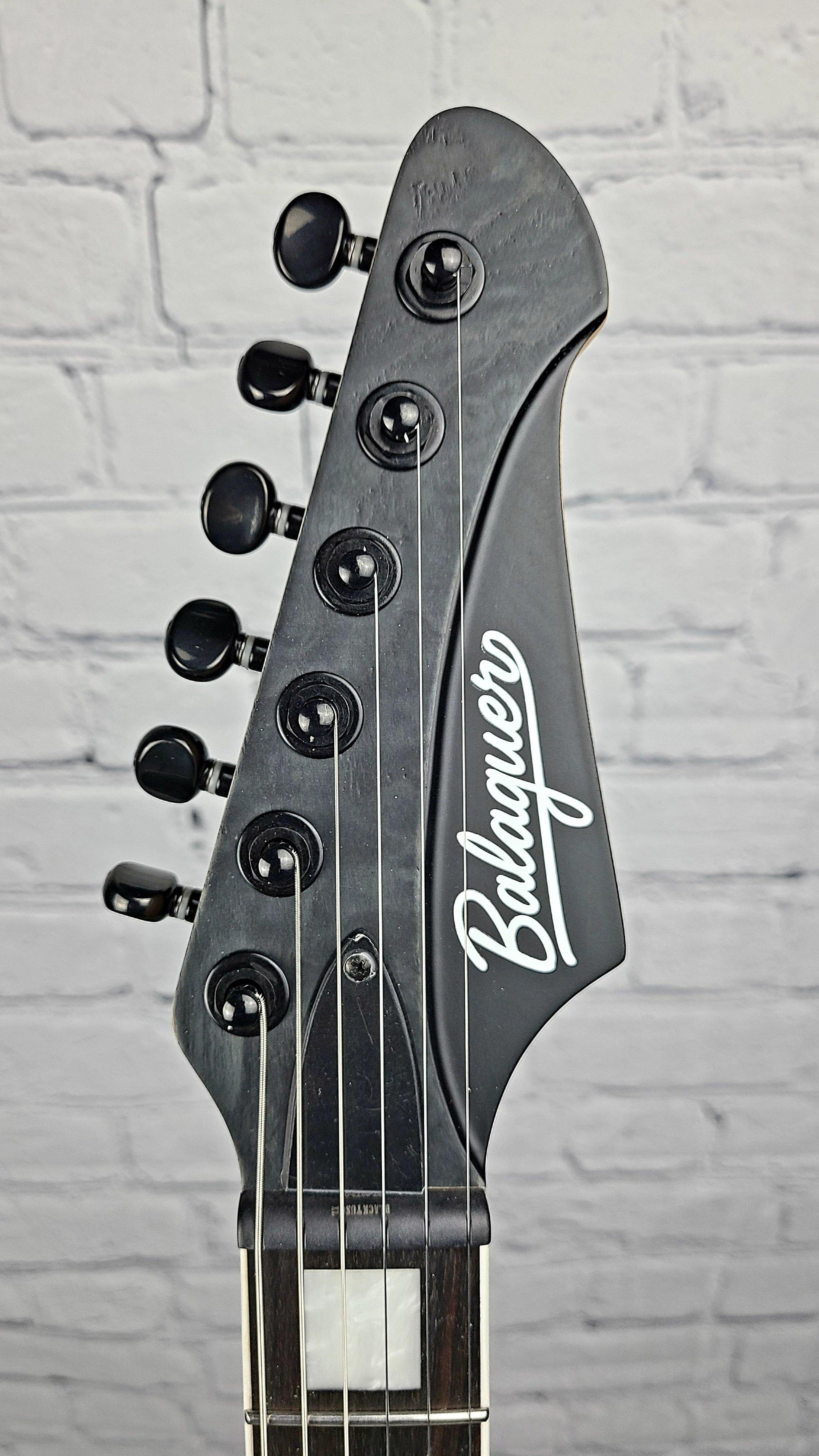 Balaguer Espada Rustic Black Guitar Headstock 