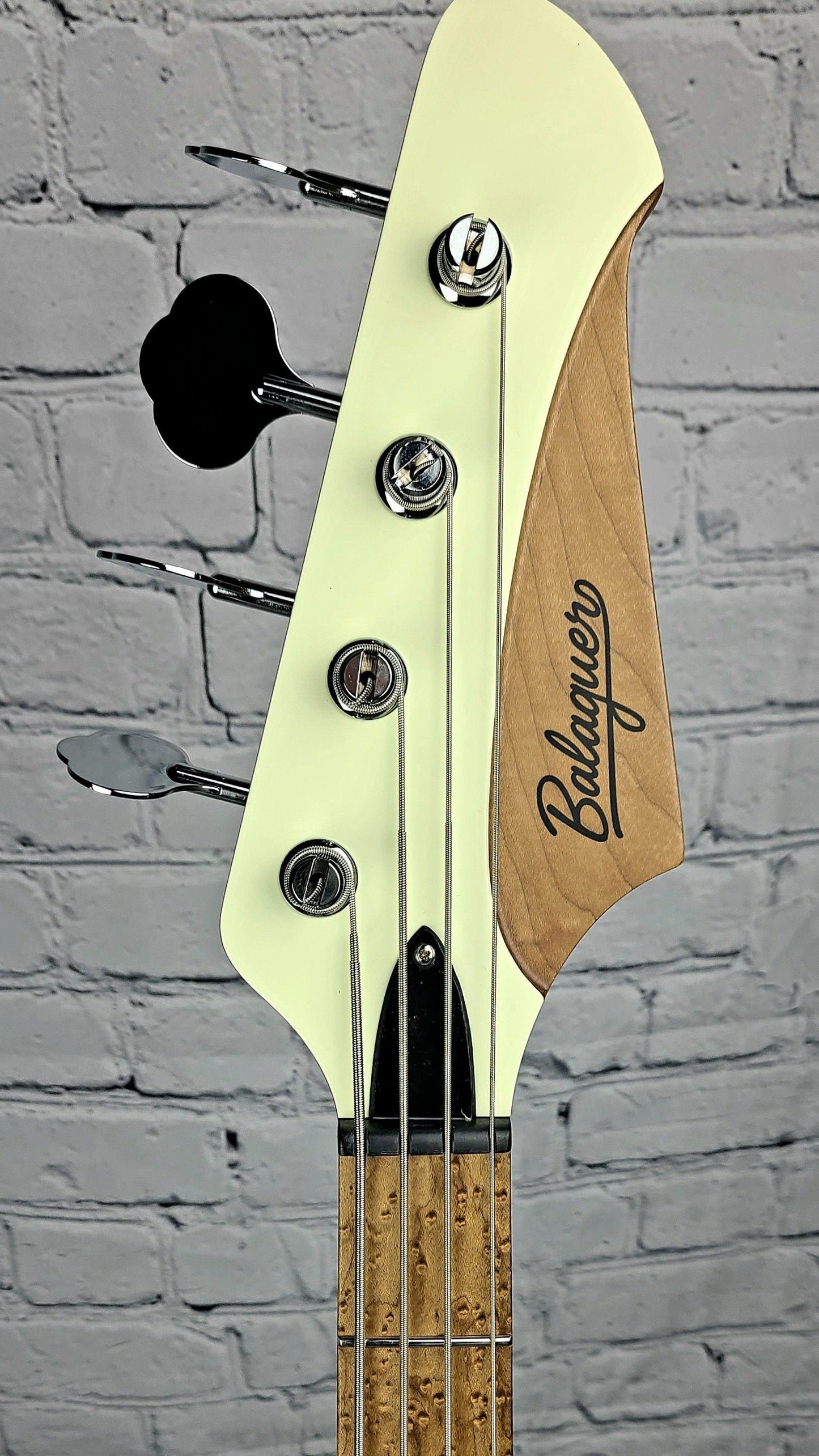 Balaguer Satin White Bass Headstock