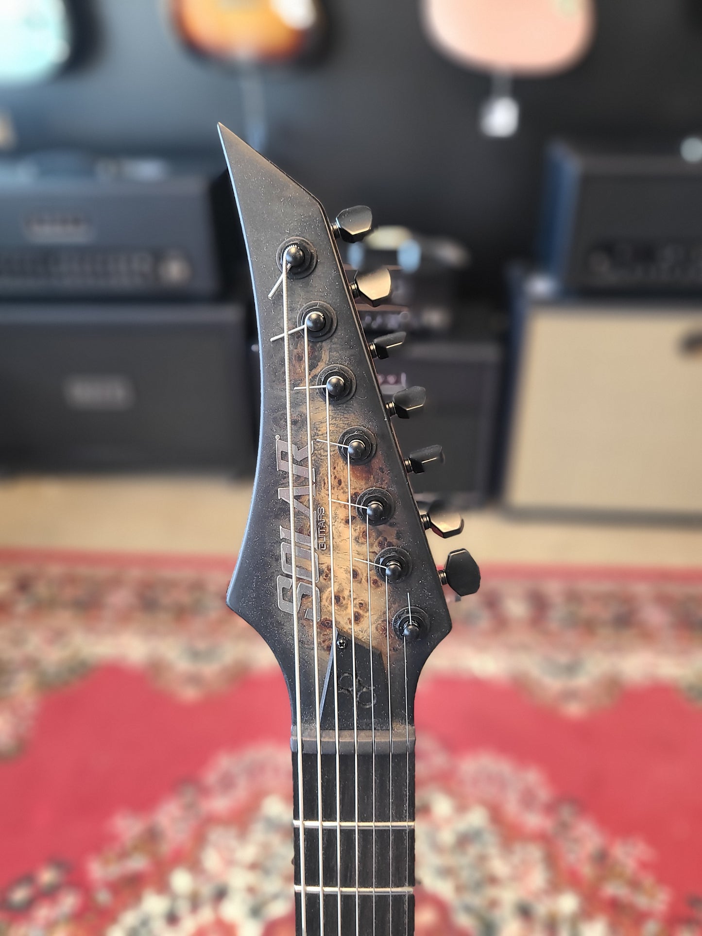 USED Solar S1.7PB Poplar Burl 7 String Evertune Guitar