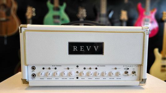 USED Revv Dynamis 7-40 Mk II 6L6 Tube Amp Head White - Guitar Brando