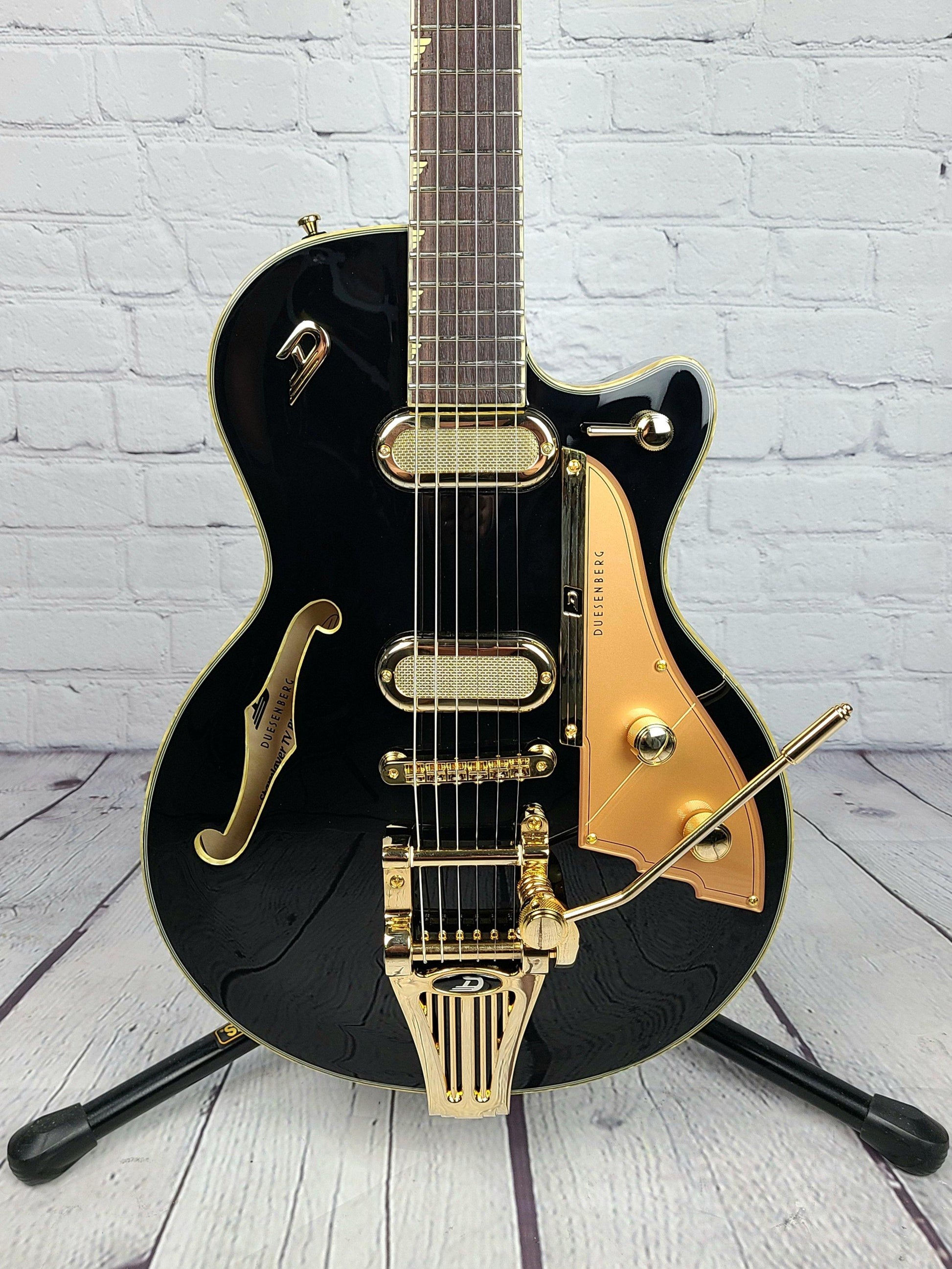 Duesenberg Guitars Starplayer TV Phonic Black Gold Electric Guitar DTV-PC-BK - Guitar Brando