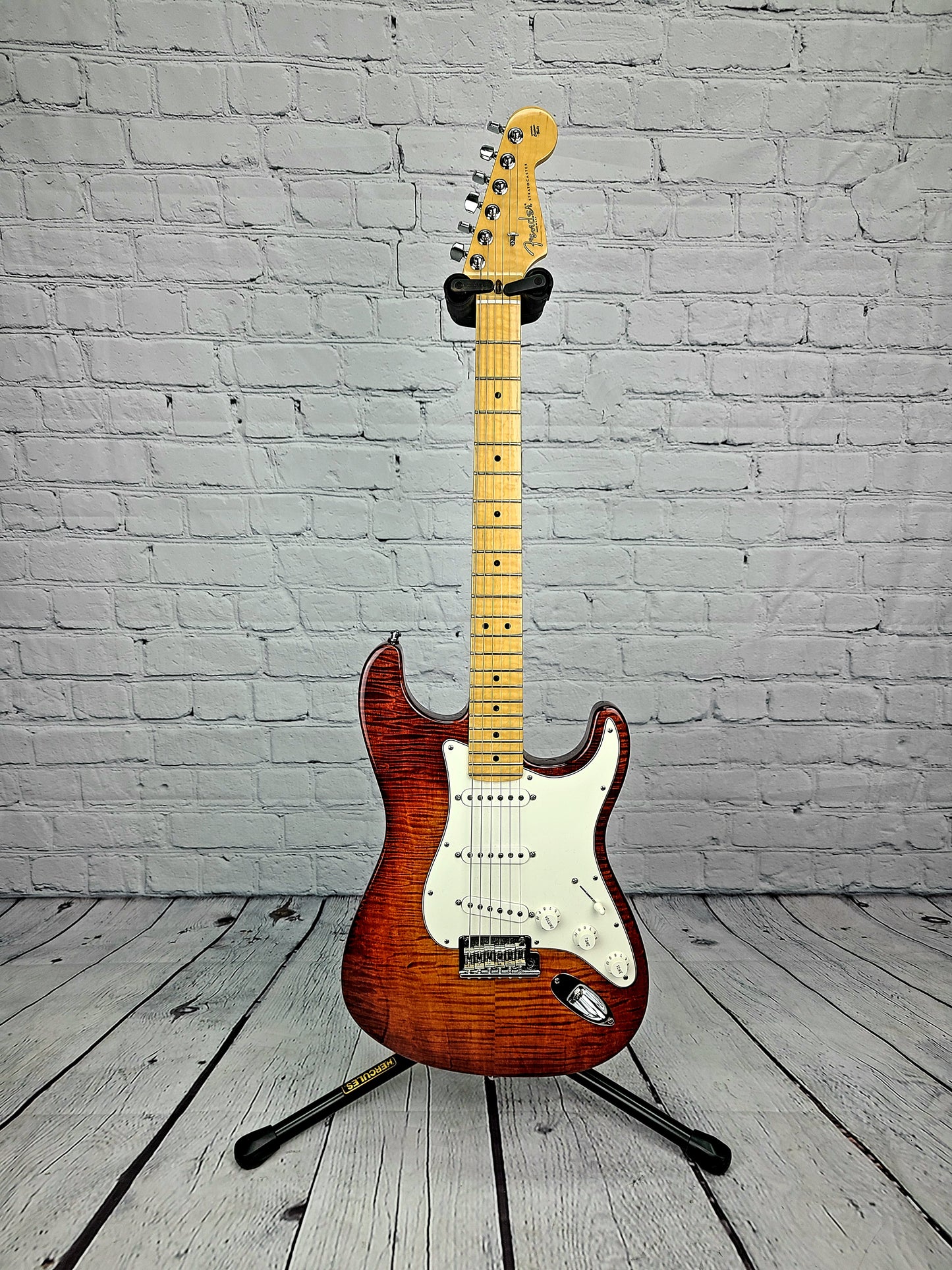 USED 2011 Fender American Select Stratocaster USA Flame Top Cherry Burst Figured Maple Neck