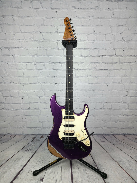 LSL Instruments Saticoy HSH Reverse Floyd Rose Purple Sparkle 5A Roasted Maple