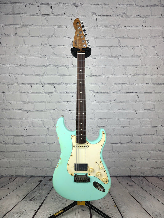 LSL Instruments Saticoy One Satin Seafoam Green H/S Reverse Headstock Roasted Figured Maple Neck