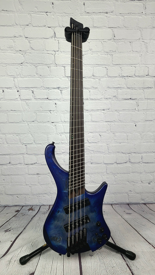 Ibanez EHB1505MS PLF Bass Guitar Headless Multicscale Pacific Blue Burst Flat