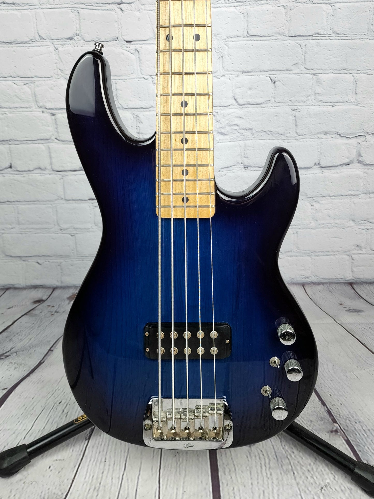 USED G&L L-1505 5 String Bass Guitar USA Made Blue Burst