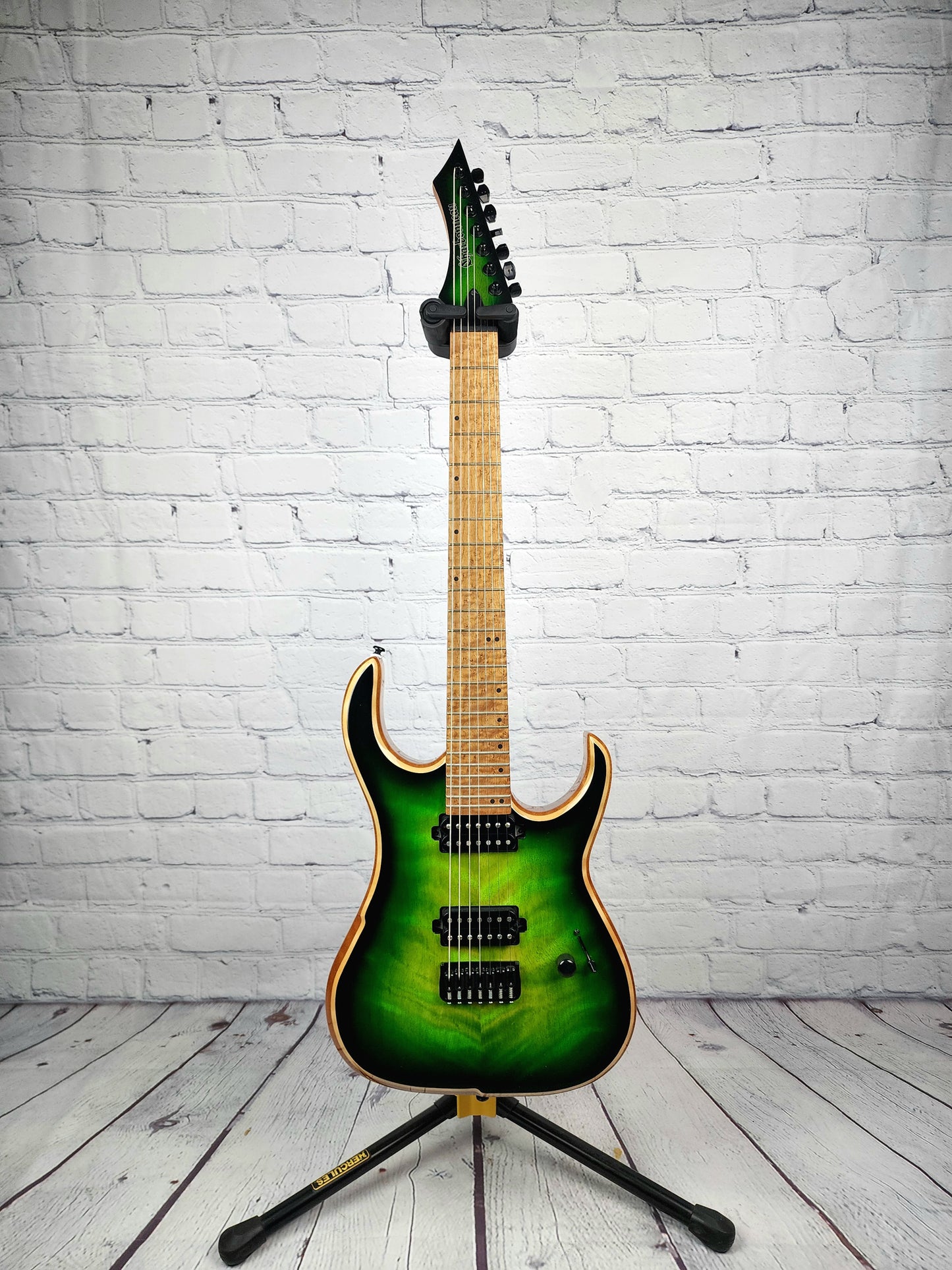 Charbonneau Guitars Scimtar 7S 7 String Green Burst Electric Guitar Bare Knuckle Hipshot