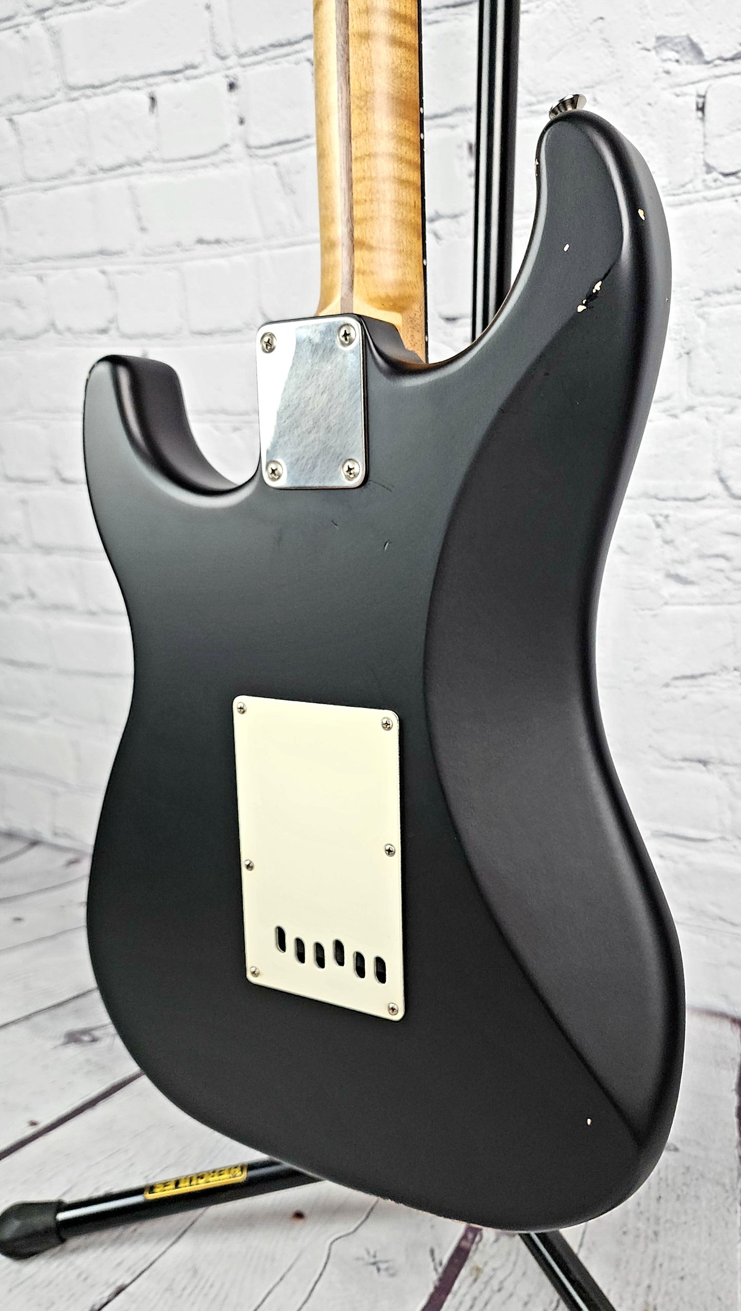 LSL Instruments Saticoy One SSS Electric Guitar Black Satin Nitro Ebony Roasted Maple