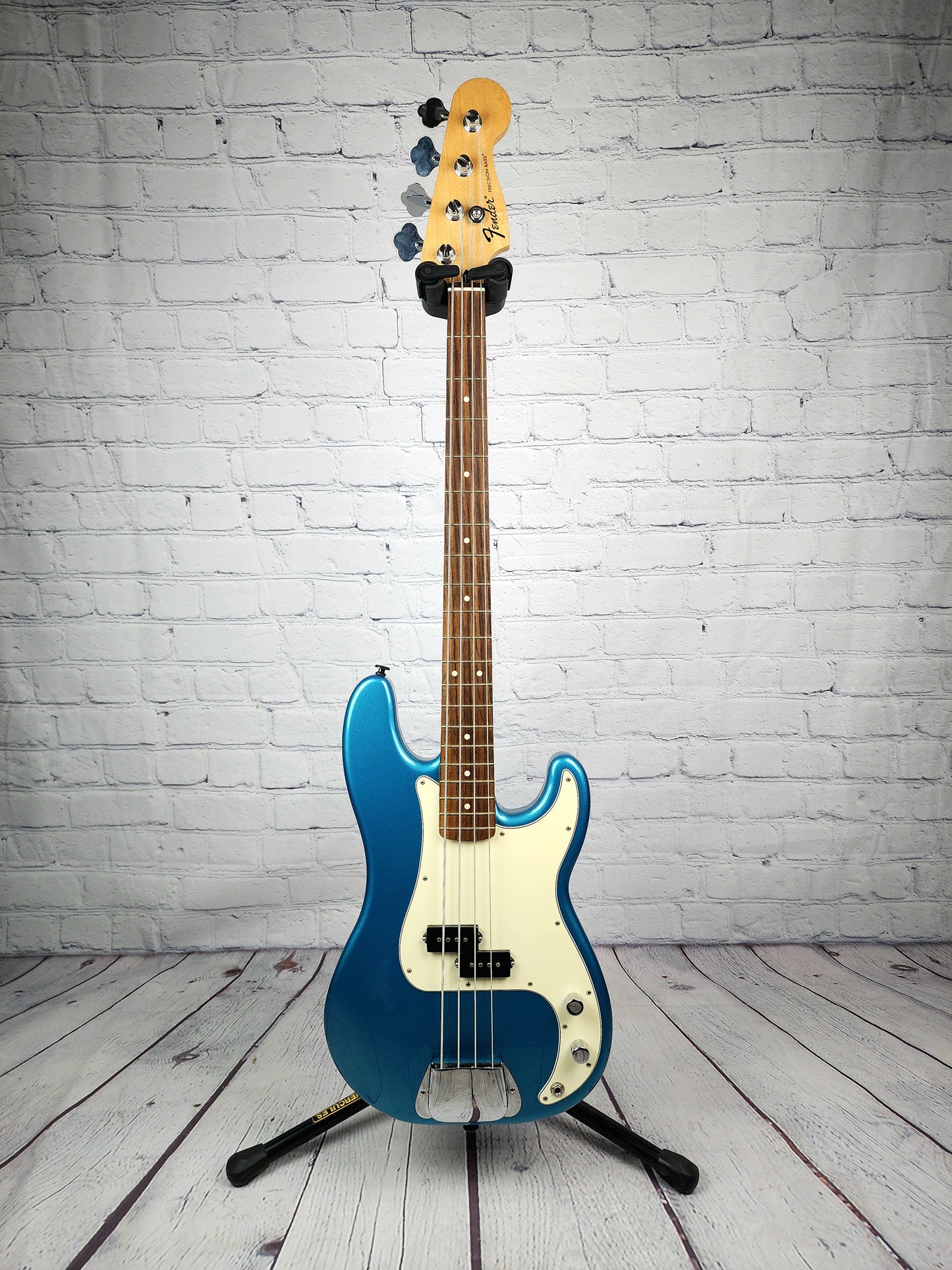 USED Fender Precision Bass MIM 4 String Bass Guitar Lake Placid Blue