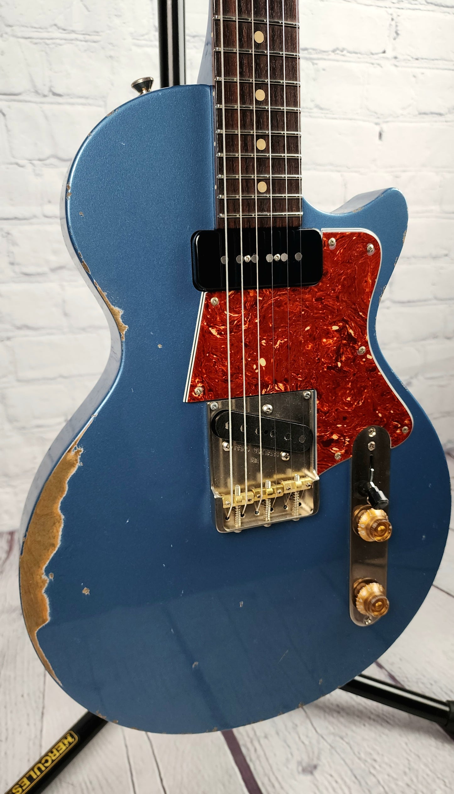Fano Guitars SP6 Oltre Single Cut Electric Guitar Pelham Blue Medium Relic Lollar