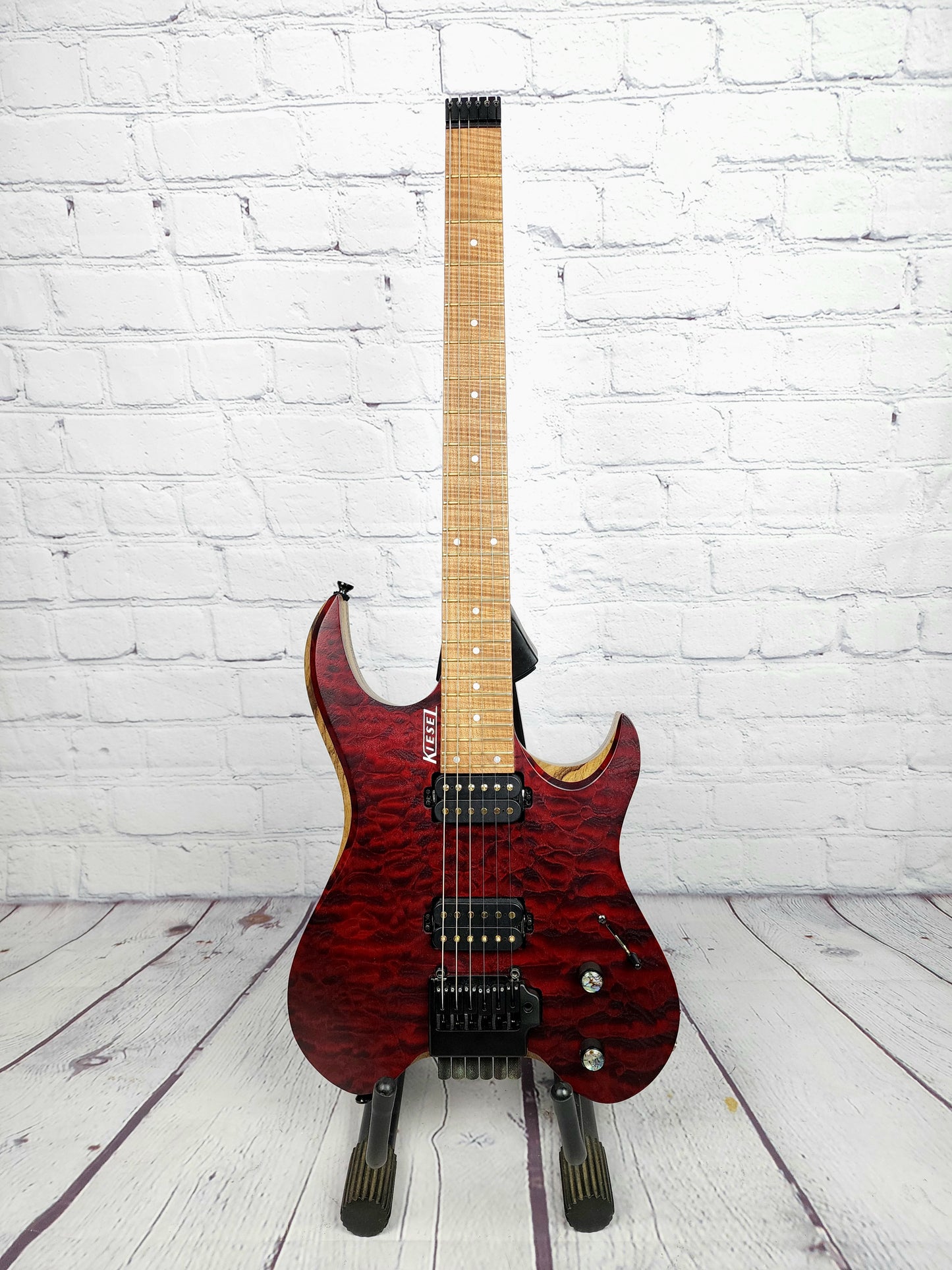 USED Kiesel Vader V6 6 String Quilt High Spec Electric Guitar Crimson Red