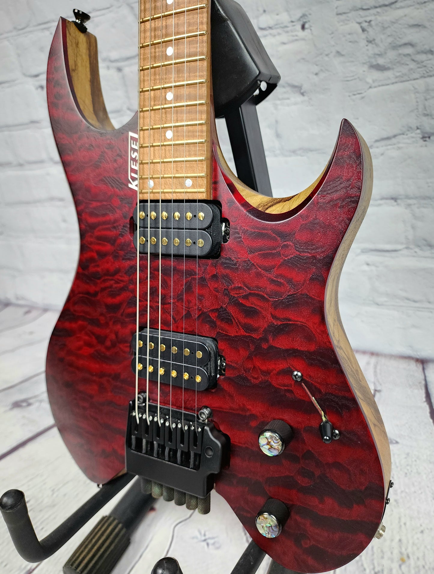 USED Kiesel Vader V6 6 String Quilt High Spec Electric Guitar Crimson Red