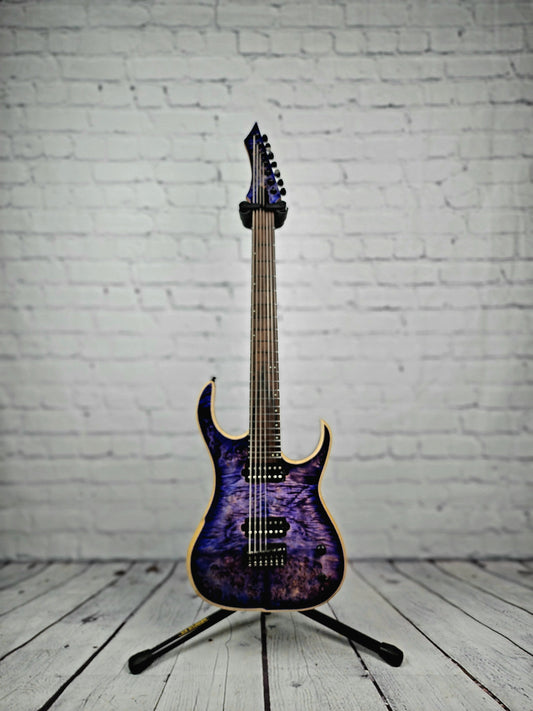 Charbonneau Guitars Scimtar 7S 7 String Electric Guitar Purple Burl