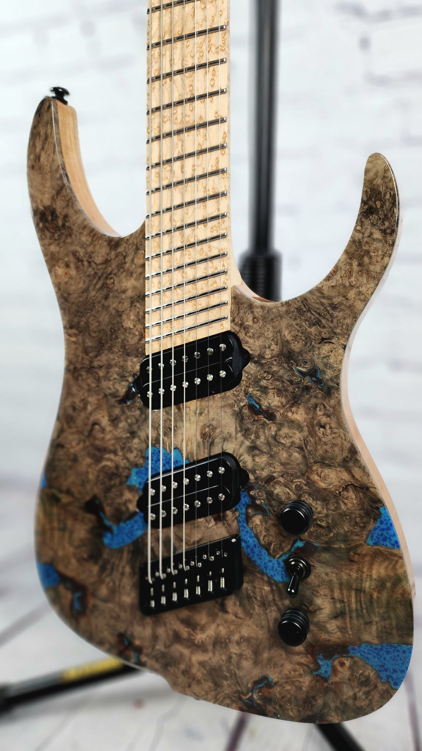 Ormsby Guitars Hypemachine Custom 7 String Electric Guitar NAMM Buckeye Burl Resin