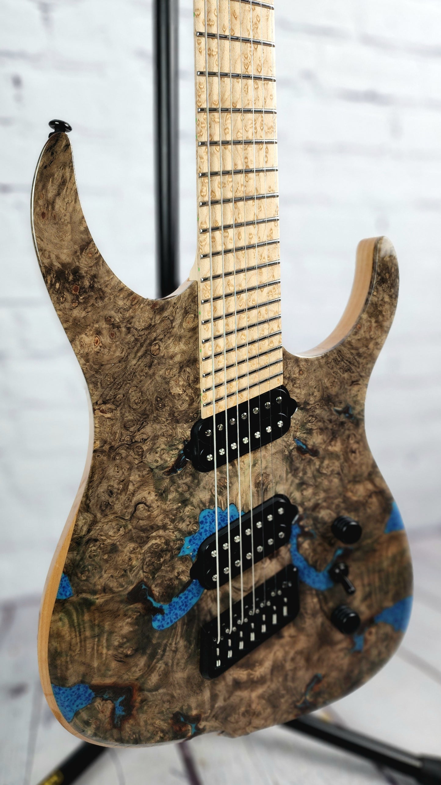 Ormsby Guitars Hypemachine Custom 7 String Electric Guitar NAMM Buckeye Burl Resin